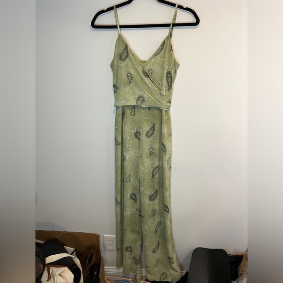MICHAEL KORS PAISLEY Chiffon Green JUMPSUIT M - Picture 5 of 10